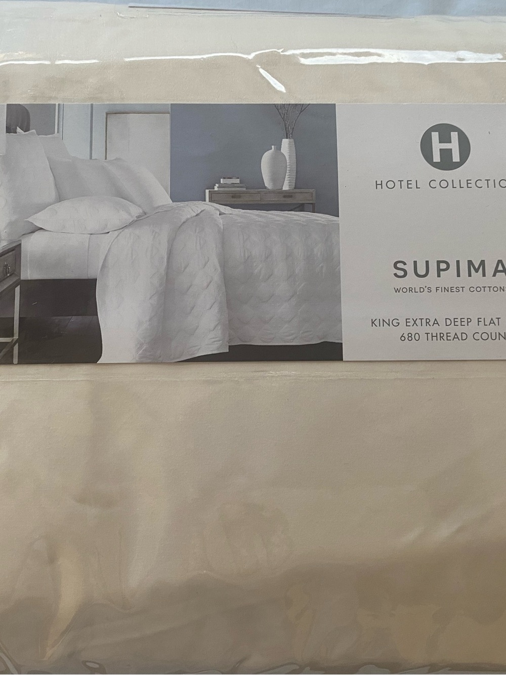 Hotel Collection 680 Thread Count Cotton KING EXTRA DEEP Flat Sheet Ivory New /D